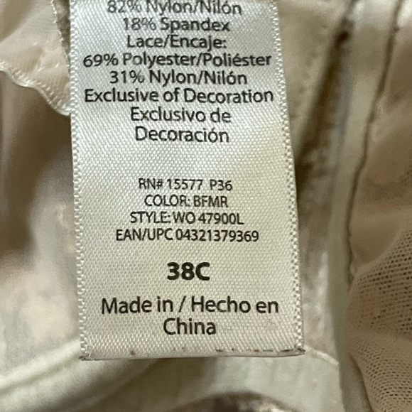 𝅺CREAM mesh and floral lace bra adjustable straps 38DDD - Picture 4 of 5